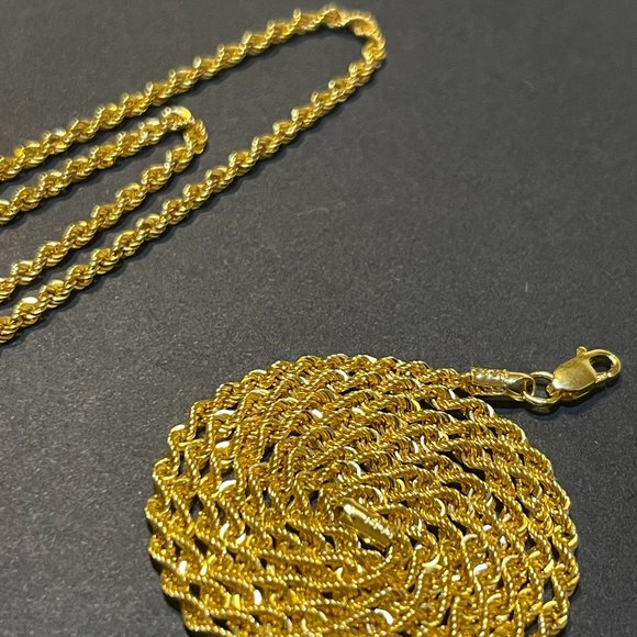 14K Solid Gold Rope Chain Necklace,24 inches 2.5mm - Picture 13 of 17